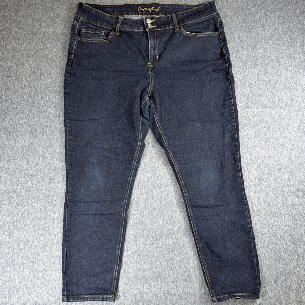 Copperflash Jeans Women's Size 20w High‎ Rise Slim Straight Dark Wash Denim